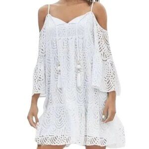 Lilly Pulitzer Alanna White Lace Cold Shoulder Mini Dress, XL